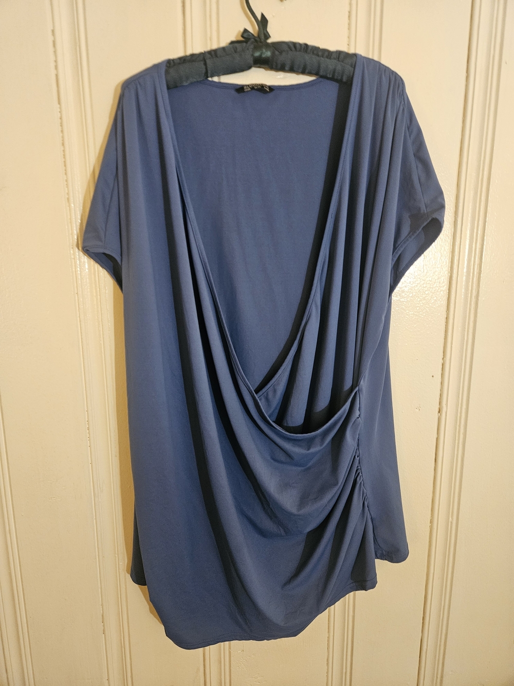 BloomChic Slate Blue Draped V-Neck Tunic